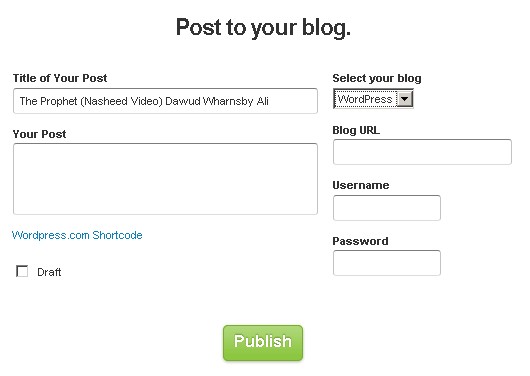 Embed or post any video to your blog in one click from anywhere