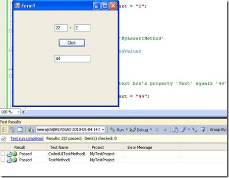 Run coded UI test - pass