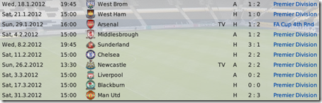 Last matches of Hull, FM 2009