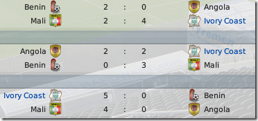 Ivory Coast vs Mali, Angola, Benin in FM 2009