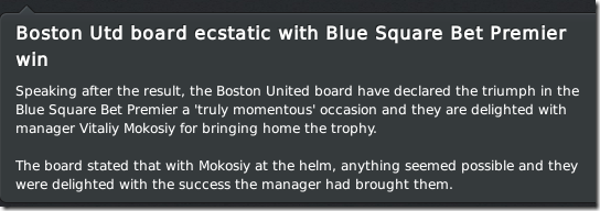 Boston United board estatic with the title