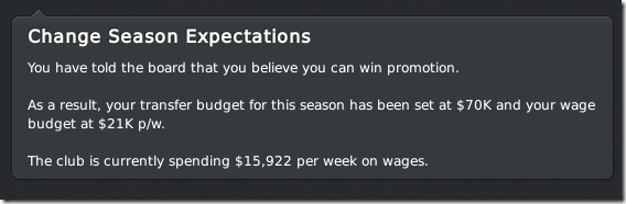 Changed season expectations, FM 2011