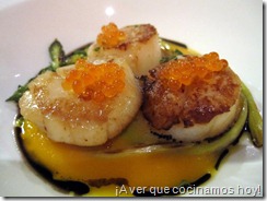 Ca'Suso: Vieiras con Calabaza, Huevas de Trucha y Triqueros Ca'Suso: Vieiras con Calabaza, Huevas de Trucha y Triqueros