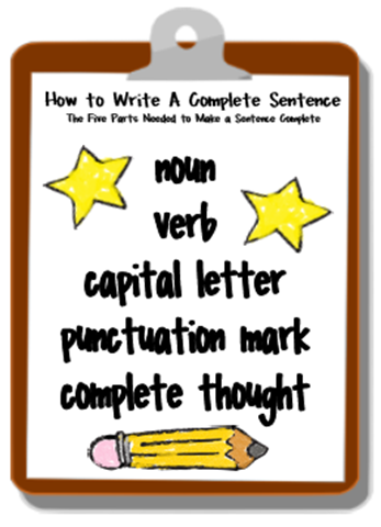 Mrs. Bumgardner's 1st Grade Class: Writing a Complete Sentence {part 1