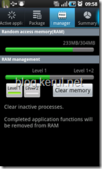 Samsung Galaxy S Froyo update: RAM manager