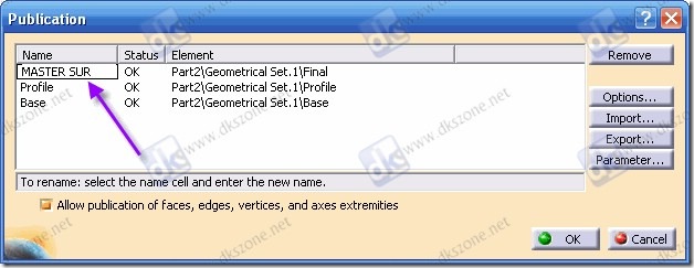 Rename Published Element