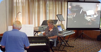 Rob and Barbara Powell played some lovely duets for us with quite a few songs popularised by Dean Martin. Barbara brought her fantastic Yamaha Tyros 3 keyboard whilst Rob played our Yamaha CVP-509 Clavinova (which has the Tyros 3 technology built-in).