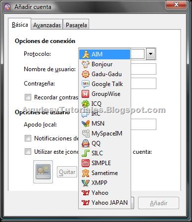 Pidgin - Añadir Cuentas
