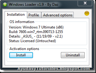 Windows 7 Loader v1.9 by Daz - Installation - AyudasyTutoriales