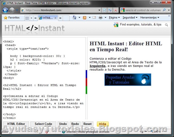 HTML Instant - Editor HTML en Tiempo Real - AyudasyTutoriales