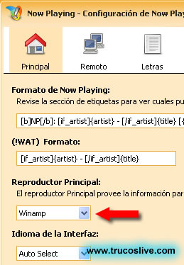 Configuracion Now Playing