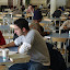 Danielle Angus 04 and Mike Zani 05 study in the newly refurbished Bluewall Cafe.