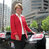 On Fountain Square with a Saturn electric car, June 1, 2009