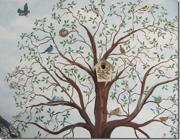 Mural of tree and birds