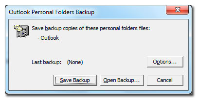 Outlook 2010 Crear copias de seguridad de las carpetas personales de Outlook 2010