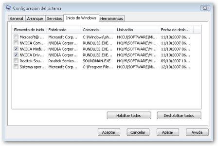 Deshabilitar programas residentes en la memoria en windows vista Deshabilitar programas residentes en la memoria en windows vista