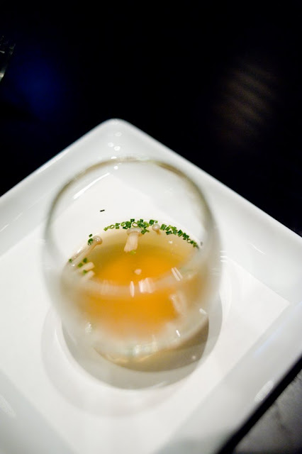 Cuttlefish consommé with enoki mushrooms Cuttlefish consommé with enoki mushrooms