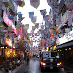 Koreans love beer banners over windy streets.