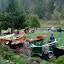 People and boats setting up at the 2009 McKenzie River Drift Boat Festival at Eagle Rock Loge