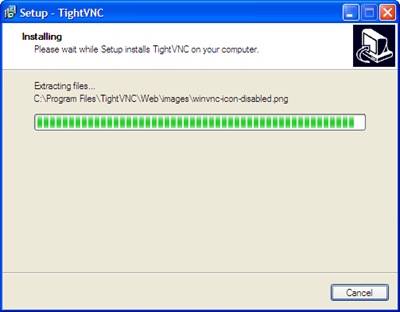 TightVNC Setup Wizard - Installing