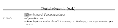 CV ciąg dalszy
