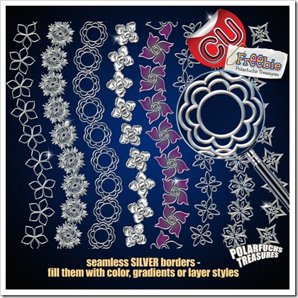 digital scrapbooking freebies   Still don’t have enough CU freebies? What about some nice seamless silver borders?