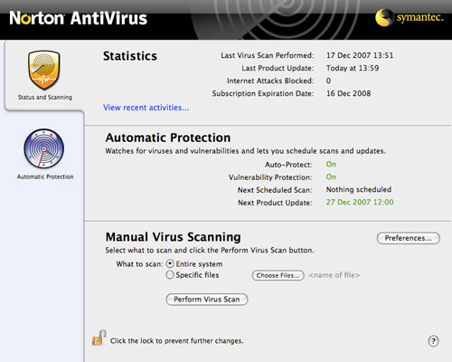 Norton AntiVirus 11.0 for Mac