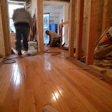 Green Show House - slate, salvaged floor, cut finger