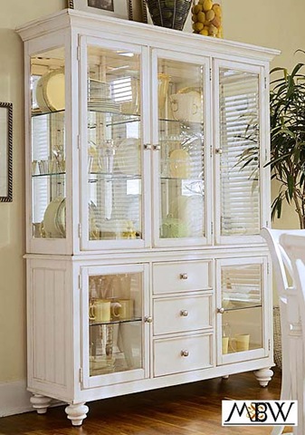 [Antiqued White Lighted 3 Drawer China Cabinet Hutch Buffet[5].jpg]