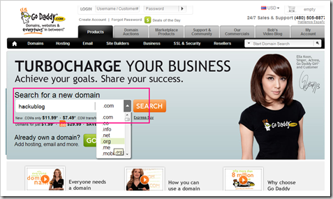 จดโดเมน godaddy blogspot