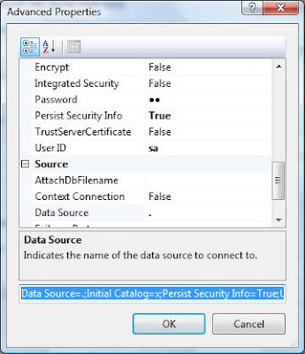 Get The ConnectionSting to SQL Server Using VS Studio Server Explorer