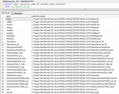 Output of sql script to List the physical location