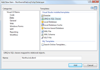 Create new LINQ to SQL Classes Create new LINQ to SQL Classes