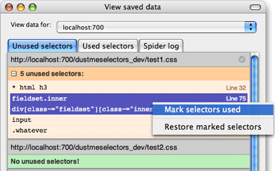 dust-me selectors mark it