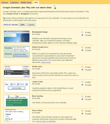 Google Calendar Labs Features