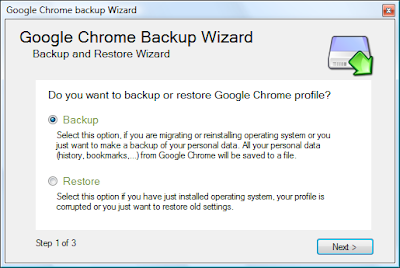 Google Chrom Backup Wizard