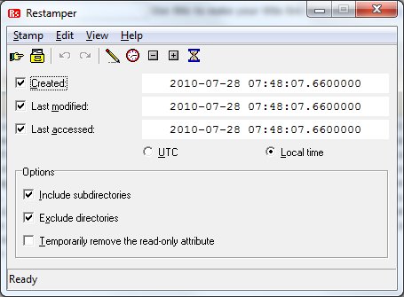 Modify Date And Time Stamp On Files/Folders With Restamper