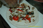shredded chicken, sausage slices, tomato shredded chicken, sausage slices, tomato