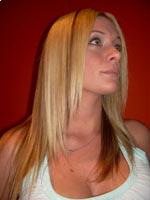 long blonde hair chemically straightened with CDR