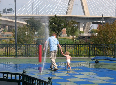 Running through the sprinklers