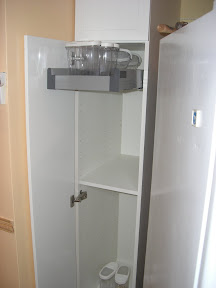 Sliding drawers in pantry.