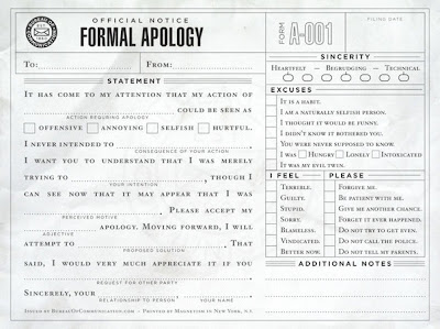 Formal Apology Form Formal Apology Form