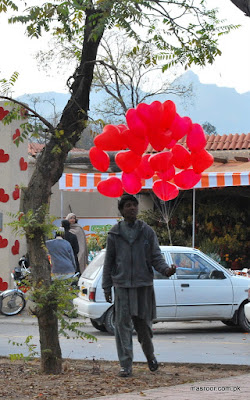 Valentine's Day sale at a flower market in Islamabad