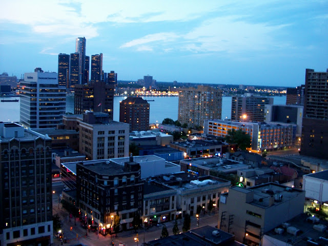 Downtown Windsor and Detroit as seen from a 21st story apartment