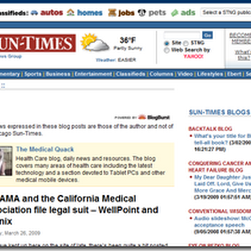 Medical Quack on the Web this week…March 30, 2009