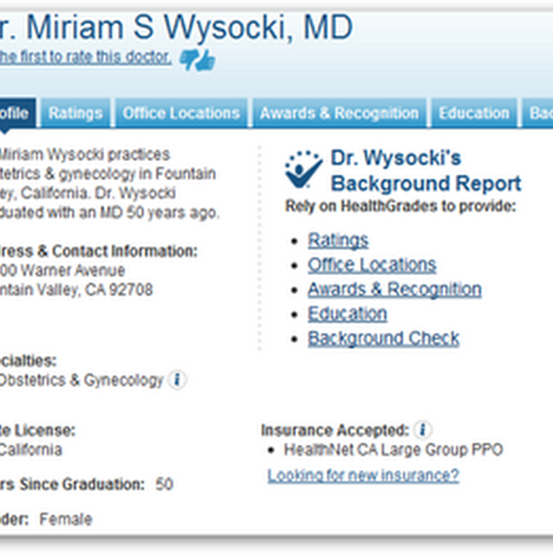HealthGrades And Other MD Rating and Referral Sites List “Dead Doctors” on Their MD Information Pages And Even Include the Insurance Plans the “Dead Doctors” Honor
