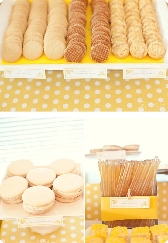yellow polka dot candy cookie table tablescape whimsical 2