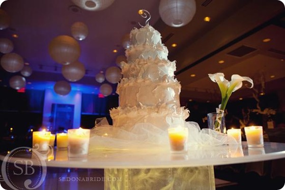 white frothy wedding cake