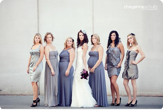 purple grey unmatched bridesmaids dresses