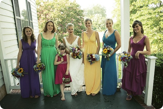 rainbow bridesmaids